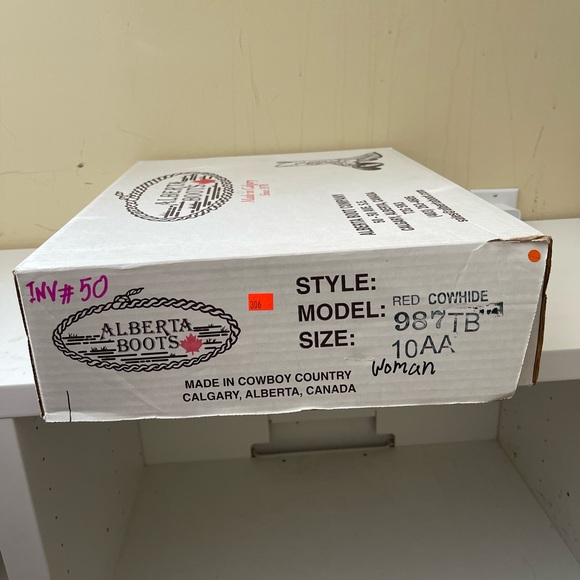 NWT Alberta Boot Red Cowhide Leather Western Cowboy Boots Women Size 10 US - Picture 7 of 8